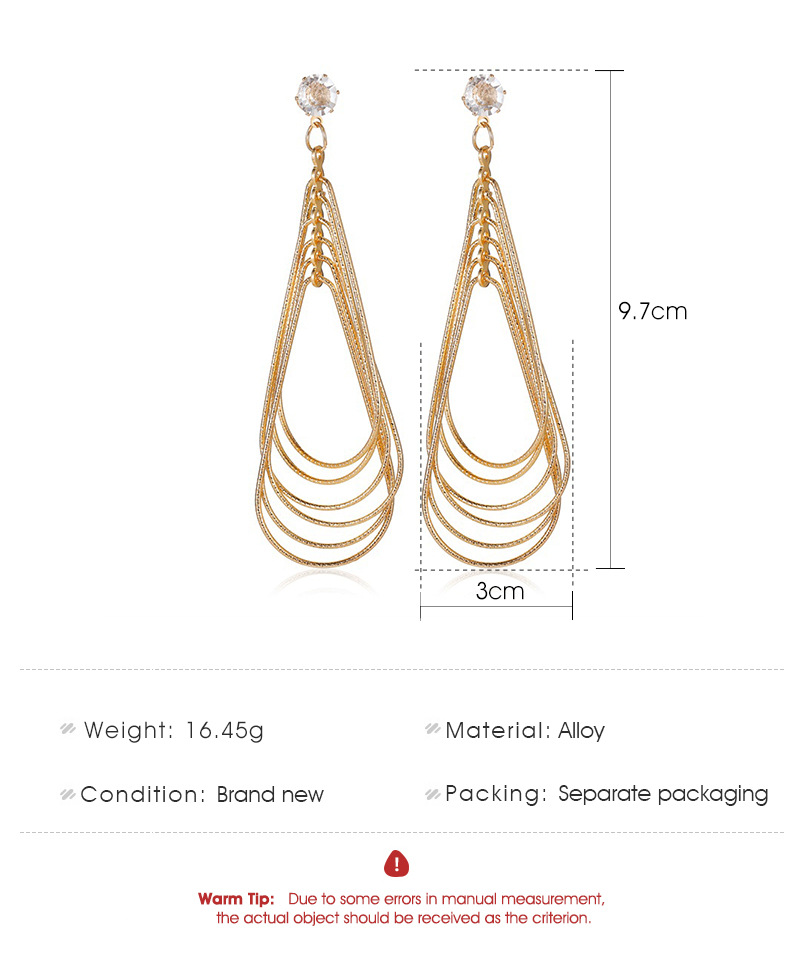 Fashion Multi-layer Water Drop Earrings Retro Exaggerated Geometric Pattern Earrings Simple Long Earrings display picture 1