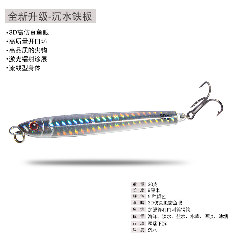 Sinking Jigging Spoon Lures Deep Diving Jigging Spoon Baits Fresh Water Bass Swimbait Tackle Gear