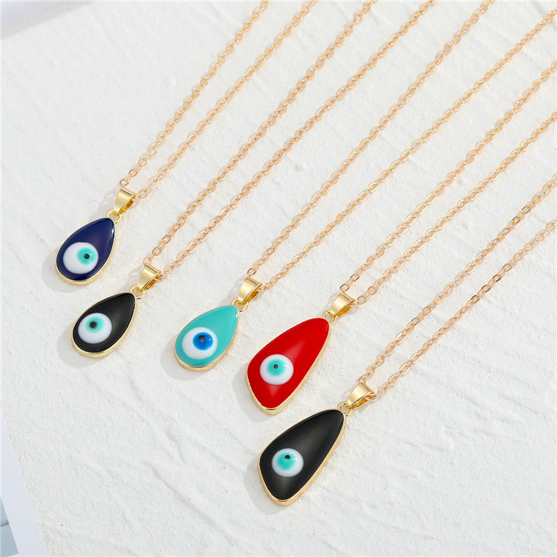 Bohemian Retro Trendy Dripping Water Drop Lucky Devils Eye Pendant Necklace Clavicle Chain Female CrossBorder Sold Jewelrypicture1
