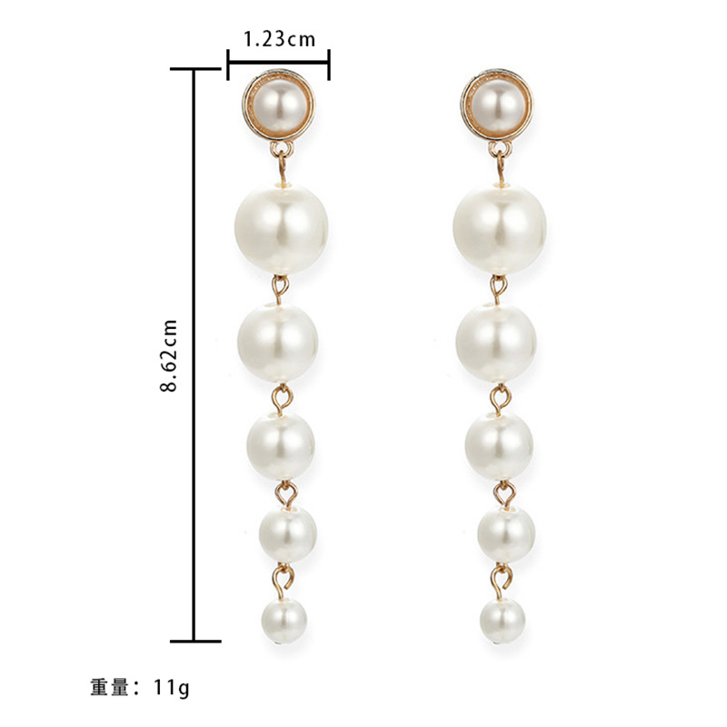 Simple Multi-size Pearl Long Earrings Wholesale Nihaojewerly display picture 4