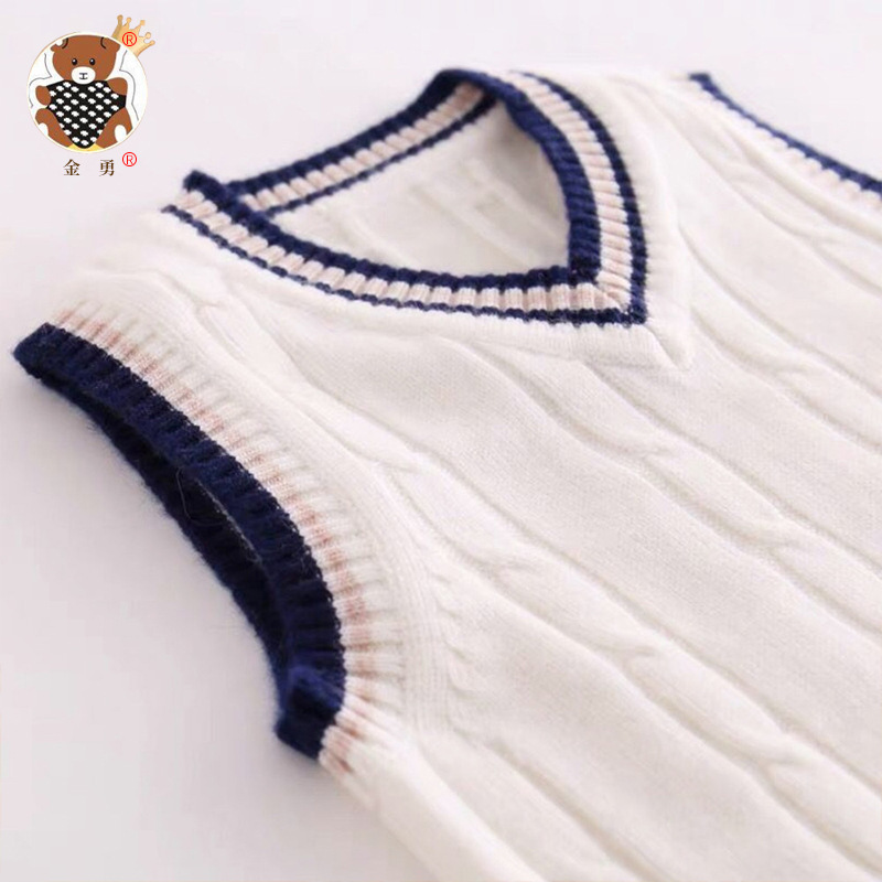Entrega de una pieza [Jin Yong] Chaleco de algodón para niños lana de punto que toca fondo Uniforme escolar universitario chaleco para niños
