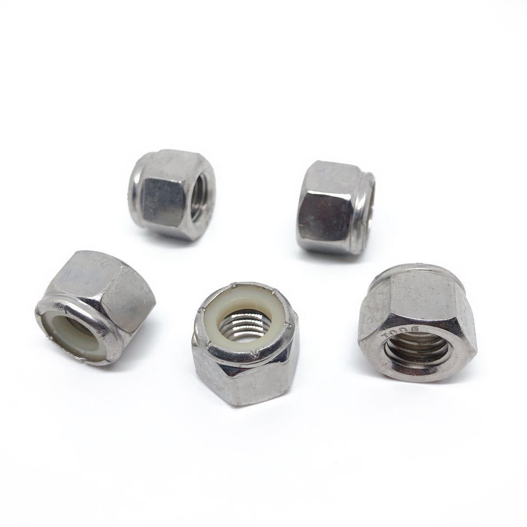 304不锈钢美制尼龙锁紧螺母尼龙螺帽美标防松螺母自锁母螺丝帽1/4