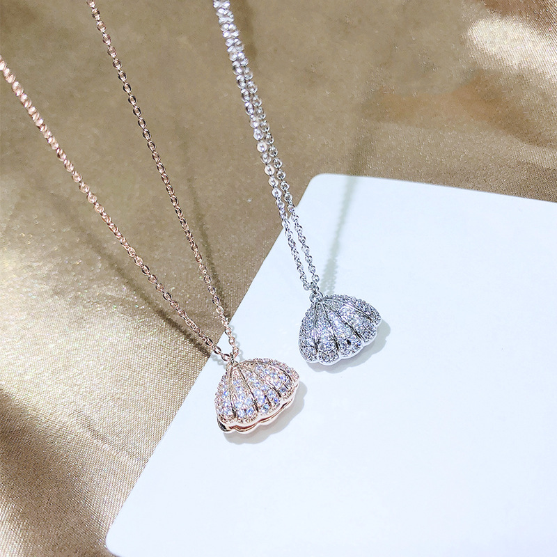 Copper Material Copper Cable Chain Shell Pendant Necklace