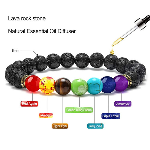Cross-border alloy jewelry volcanic stone beaded bracelets colorful stone bracelets men's and women's bracelets hand jewelry
