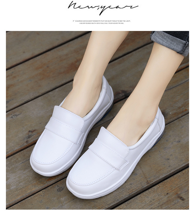 2020 spring/summer new nurse shoes women's white women's genuine leather shoes air cushion black work shoes soft back thick back small leather shoes undefined