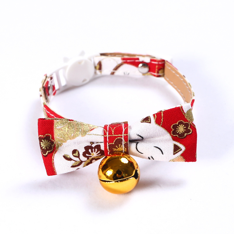 Gatos de ganancia ajustables perros de lazo de mascota collar de campana arco gatos perros collar general estilo japonés y coreano