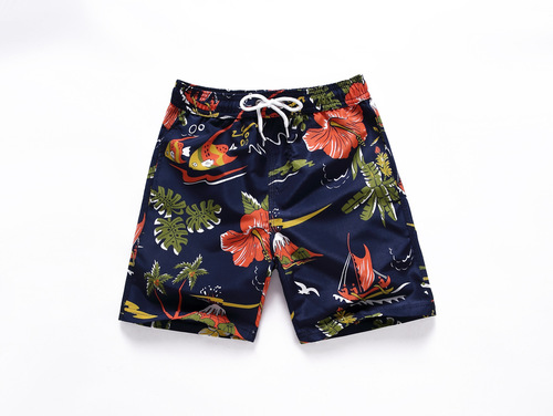Summer new cartoon print children's quick-drying loose beach trunks and swimming trunks, seaside hot spring five-point waterproof children's pants