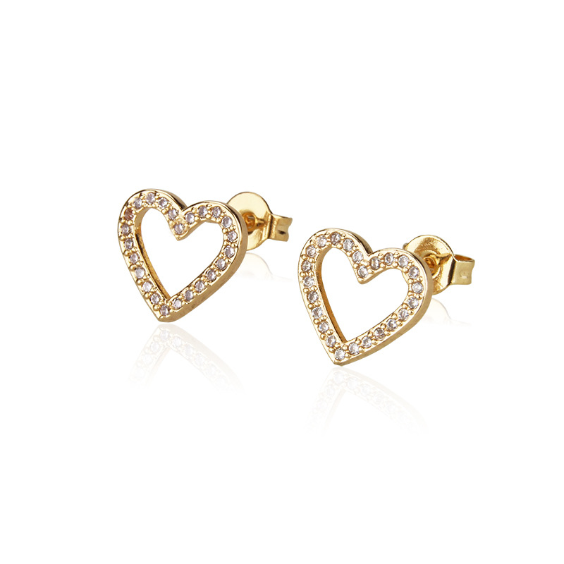 Heart-shaped Necklace Set Hot Sale New Gold-plated Zircon Stud Earrings Wholesale Nihaojewelry display picture 3