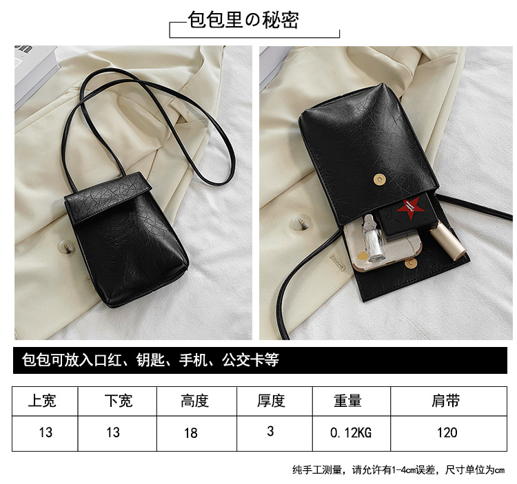 Shangxin Bolso Femenino 2020 Nuevo Pequeño Bolso Negro Mensajero Femenino Casual Retro Bandolera Bolso De Teléfono Móvil Mini Bolso Pequeño display picture 15