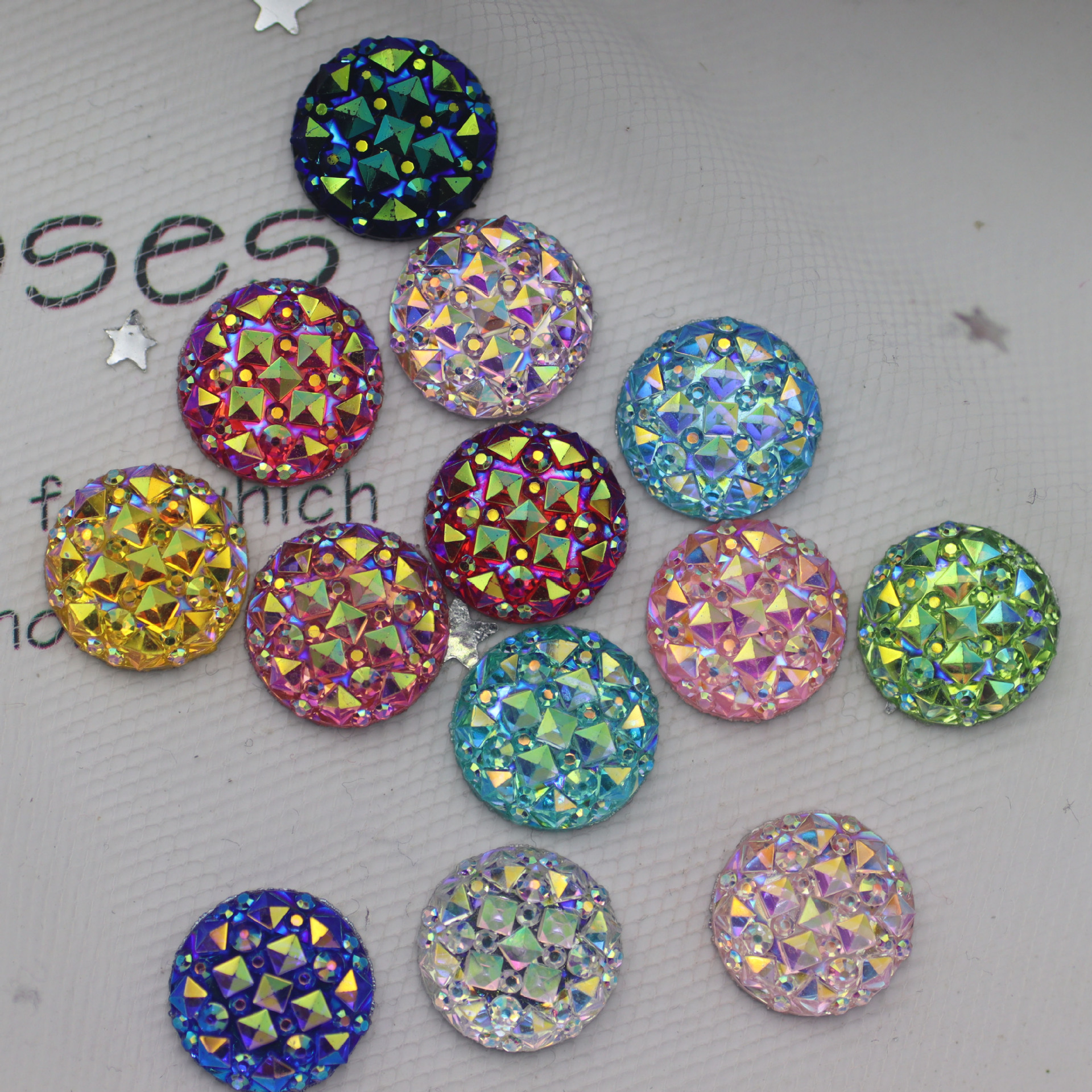 new pattern circular Resin Diamond 12mm crocodile Ore Cluster Convex surface Ear Studs Necklace diy Accessories Material