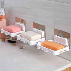 Water Drain Soap Box Wall Mounted Soap Rack Bathroom Wall Bracket No Drilling Bathroom Leakage Proof Storage Soap Dispenser Home Use