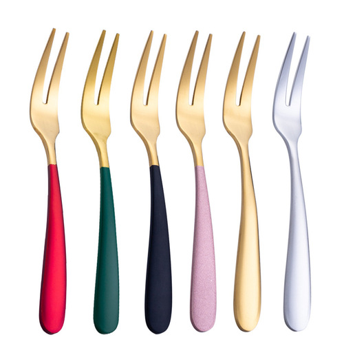 Gold 304 stainless steel thickened fruit fork home use small fork cute dessert fork mooncake fork pastry fork