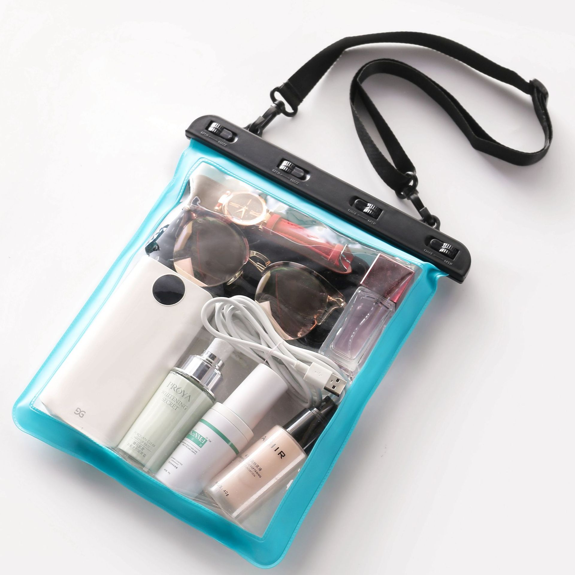 亚马逊新款多用途单肩杂物户外透明防水包沙滩袋手机杂物防水袋