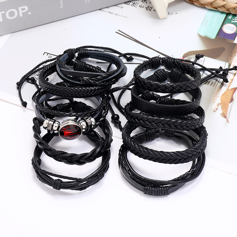 fashion retro woven leather multi-layer simple couple trendy bracelet  wholesale