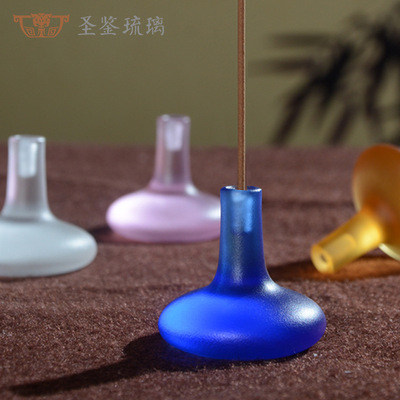 Healing glass To fake something antique manual vase Xiangjian Incense holder Incense burner tea table tea tray Home decorate originality Decoration