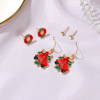 Earrings, small bell for elderly, Christmas set, suitable for import, 3 piece set