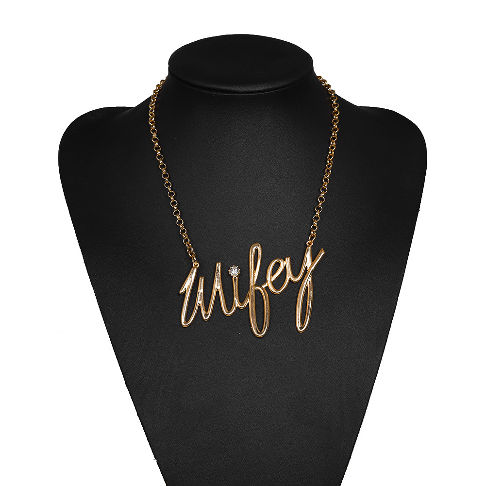 Korean new simple fashion letters diamond diamond hip hop alloy necklace wholesale