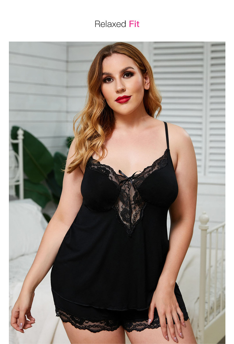 women s lace stitching nightdress plus size sexy lingerie set nihaostyles clothing wholesale NSMDS76843