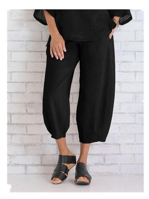 Daily Occasion Loose Version Women's Daily Simple Style Solid Color Ankle-length Wide Leg Pants