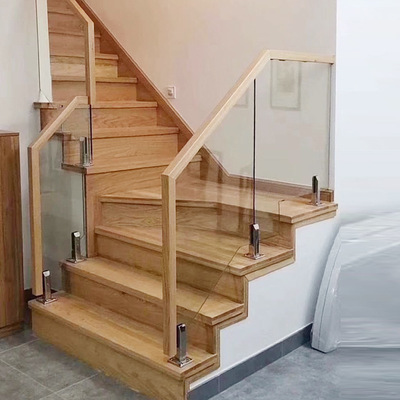 成都全屋定制实木楼梯复式旋转楼梯别墅室内玻璃楼梯不锈钢把手