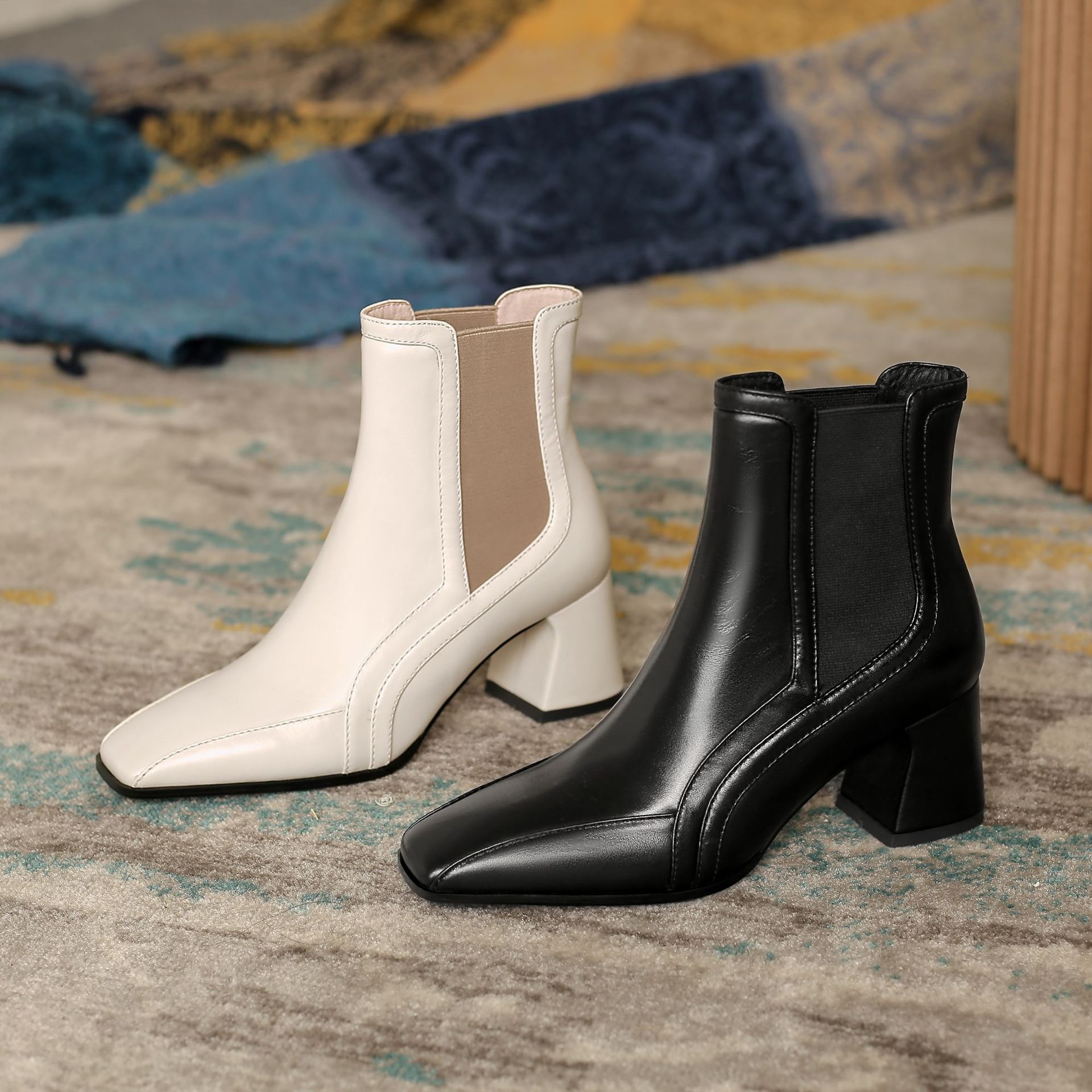 Chiko Bestabe Square Toe Block Heels Boots