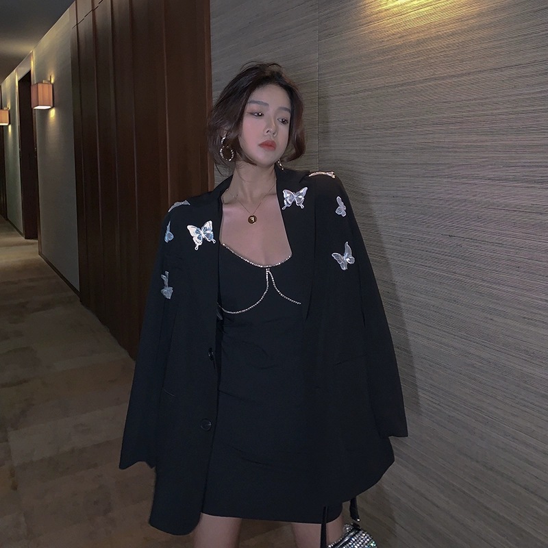 2020年早秋装洋气炸街气质御姐网红韩版西装吊带裙两件套装19619|ms