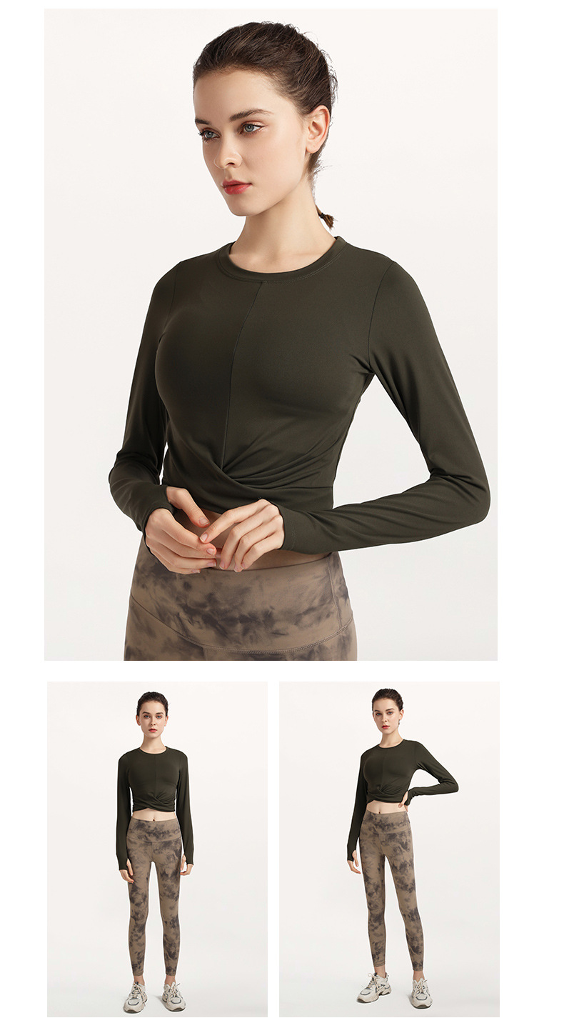 solid color high stretch long-sleeved yoga tops nihaostyles clothing wholesale NSJLF85154