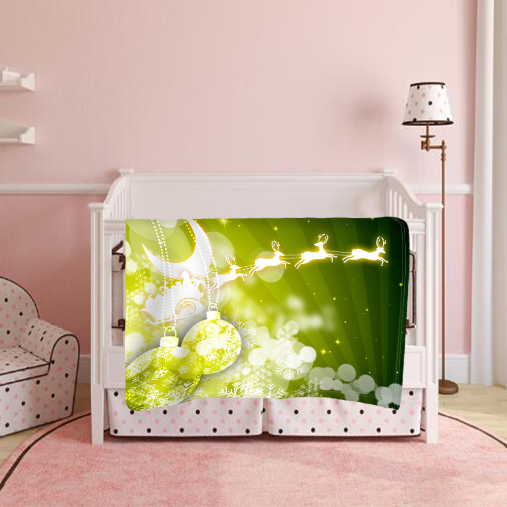 DIY毛毯圣诞秋冬保暖沙发盖毯 高清印花双面法兰绒空调毯