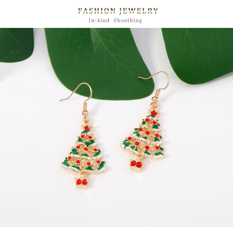 Christmas Series Fashion Alloy Dripping Christmas Tree Earrings Wholesale display picture 5