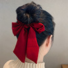 Red hairgrip with bow, hairpin, hairpins, hair accessory, simple and elegant design, Lolita style