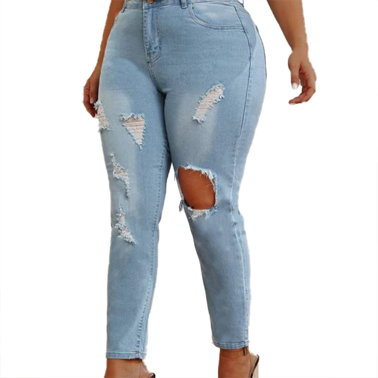 Slim holes jeans nihaostyles wholesale clothes NSWL91713