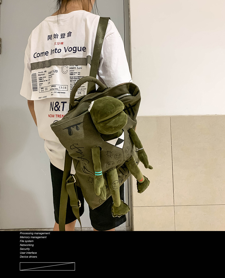 Fashion Punk Style Locomotive Frog Travel Backpack display picture 31