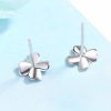 Universal earrings, silver 925 sample, Korean style, flowered