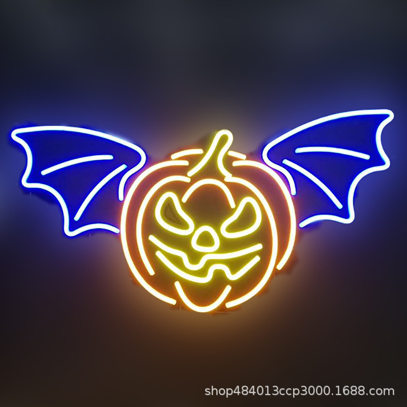 跨境万圣节系列装饰灯 房间ins网红小夜灯 万圣节活动霓虹灯定制
