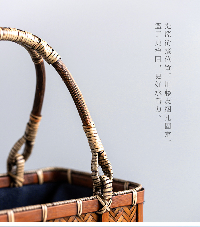 日式竹编包 手工复古迷你竹包竹篮 中国风茶服包茶具收纳包手提包-阿里巴巴