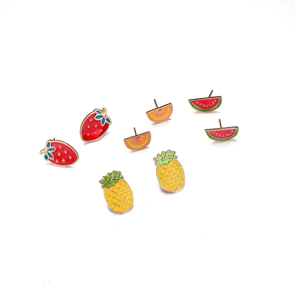 Alloy Dripping Fruit Pineapple Earrings display picture 9