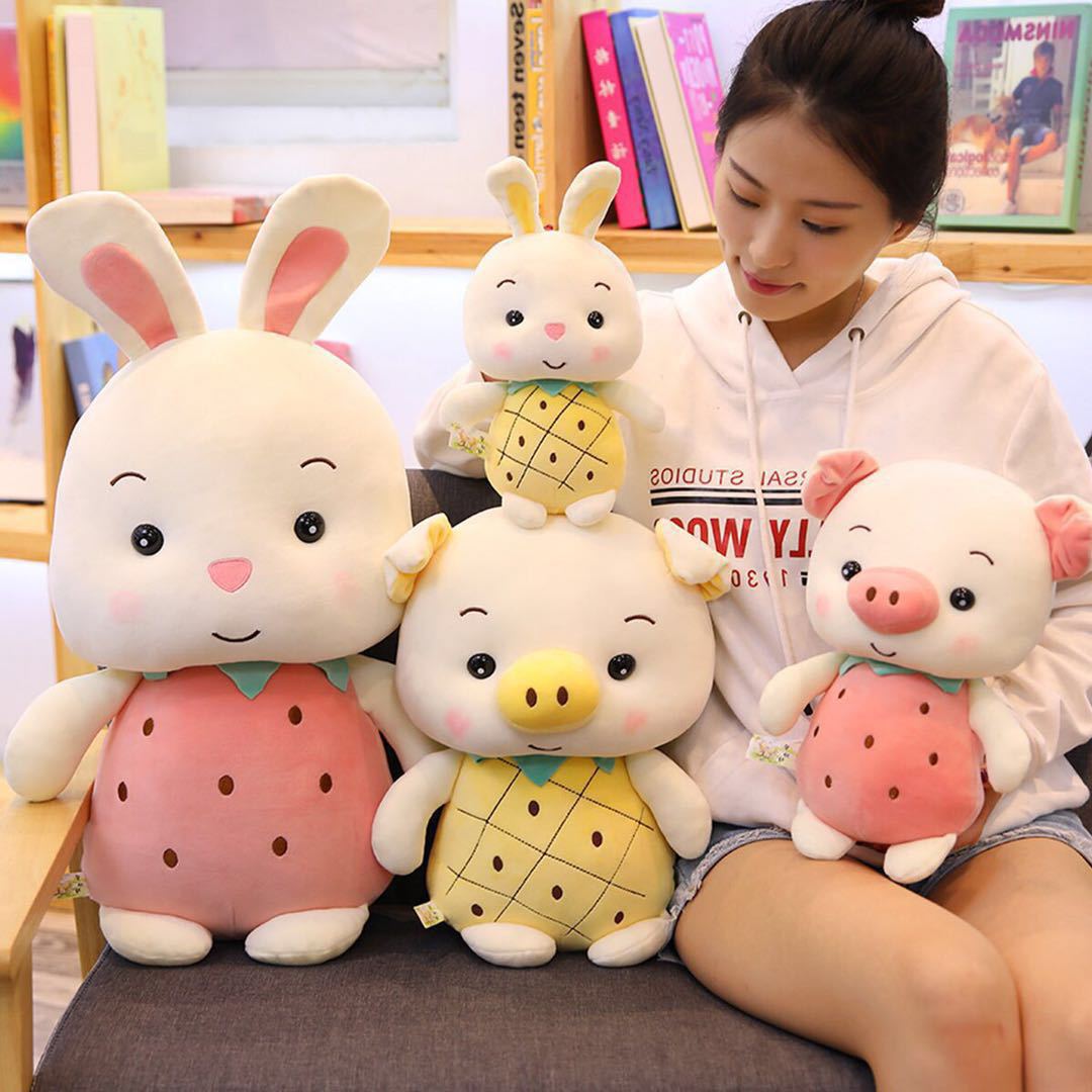 Nuevo juguete de peluche de fruta de cerdo lindo conejo de cerdo muñeca suave de 8 pulgadas máquina de agarre Muñeca al por mayor