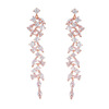 Fashionable long earrings, stone inlay, universal zirconium, European style, wholesale