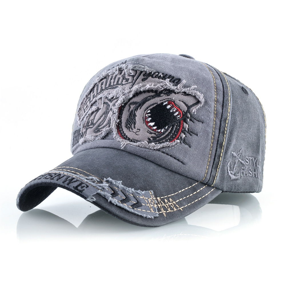 Washed Denim Baseball Cap Men's And Women's Trend Shark Personality Cap Spring And Autumn Shade Hat_voghion.com