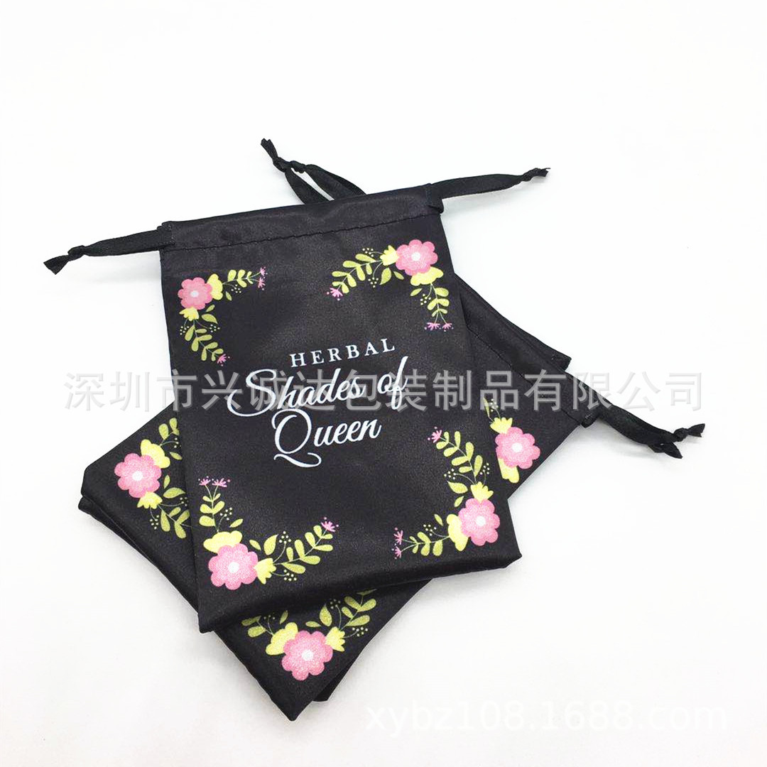 仿綢緞印花色丁布抽收納深圳廠家定制色丁布袋印花束口袋