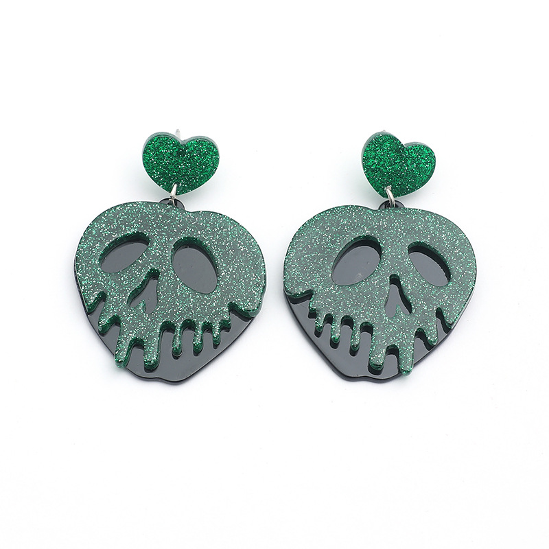 Moda Europea Y Americana Fresca Creativa Divertida Pendientes Estrafalarios Tendencia Retro Colgante En Forma De Corazón Pendientes De Calavera Hueca display picture 9