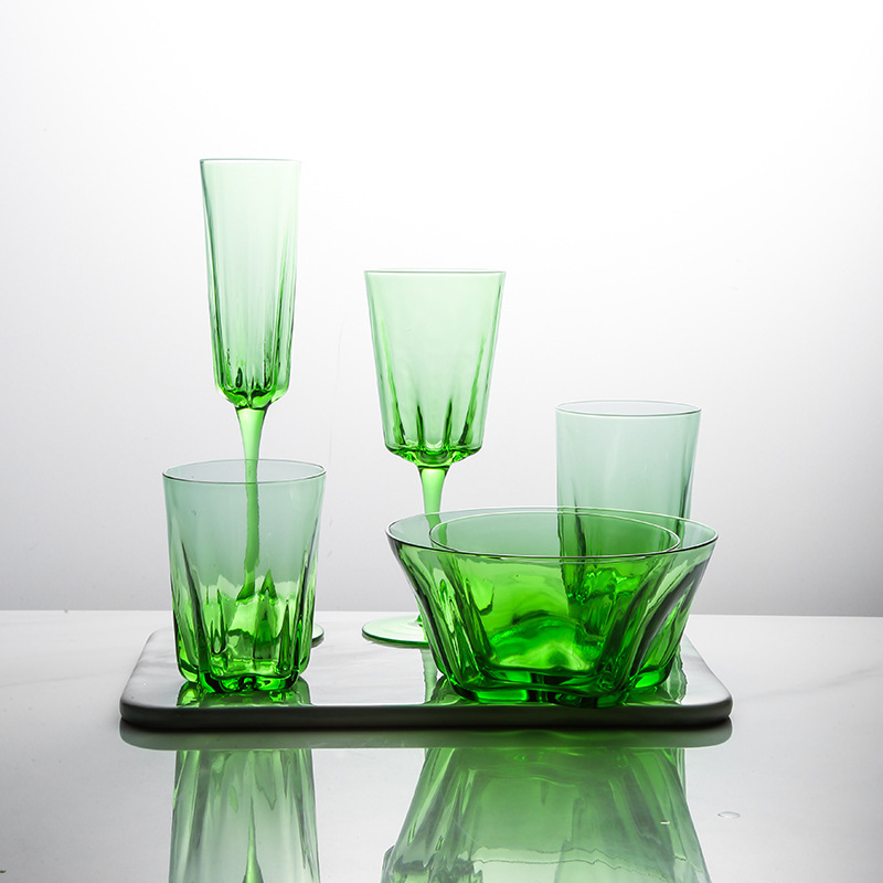 그린 캐논 크리에이티브 애플 그린 레드 와인 컵 샴페인 컵 유리 물 컵 신선한 샐러드 그릇 과일 그릇 주스 컵