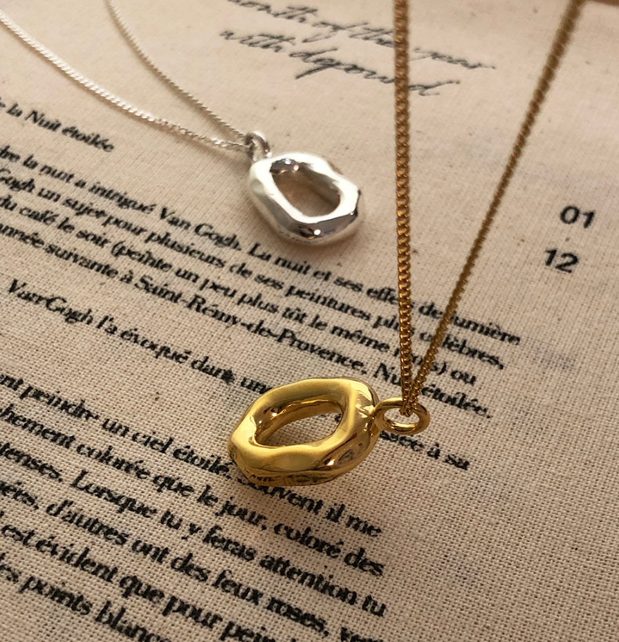 1 Piece Quantity 925 Sterling Silver Curb Chain Plating Hollow Out Circle Pendant Necklace