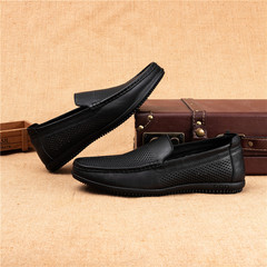 Men's head layer cowhide men's head layer cowhide round head slip-on soft leather soft bottom comfortable comfortable casual men's shoes wholesale