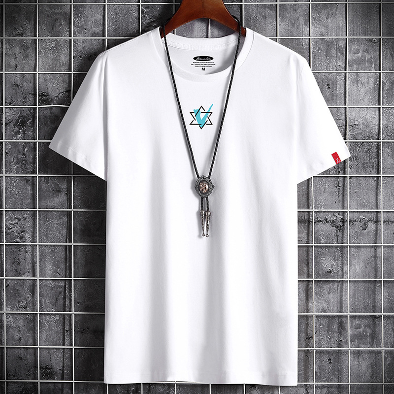 boy Short T-Shirt For Men Summer New Round Neck Cotton Loose Fit Plus Size Men's Hong Kong Style Top Base Half Sleeve Anchor_viptrois.com