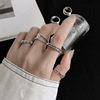 Retro fashionable ring, Japanese and Korean, silver 925 sample, on index finger