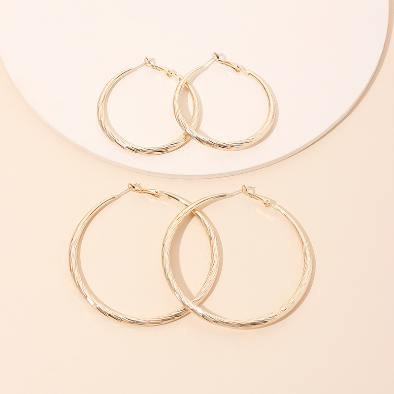32g Weight No Inlaid Inlay Material Earrings Classification Wedding, Travel, Birthday Occasion Women'S Gender Ethnic Style Style Gold, Silver Color Geometric Big Circle Metal Ladies Ring Earrings Wholesale 5