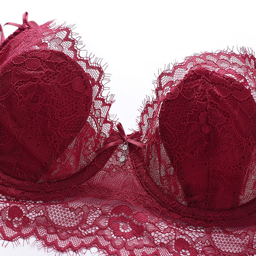 Fashionable foreign trade interest thin rabbit ear large chest slimming lace bra to lift side fat plus size underwear set
