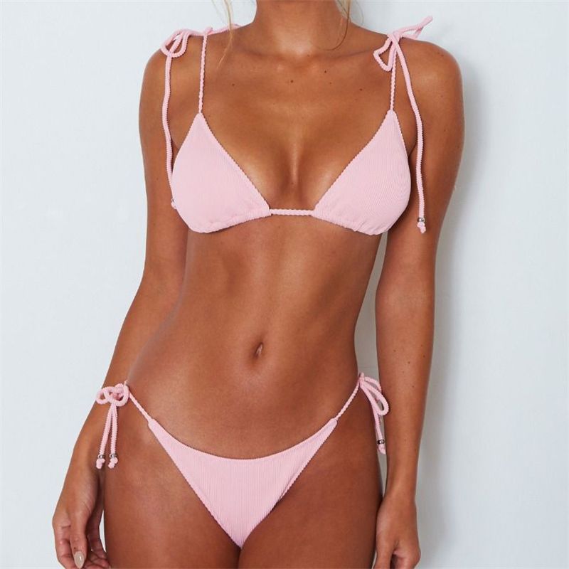 Women's Solid Color Backless 2 Piece Set Bikinis display picture 1