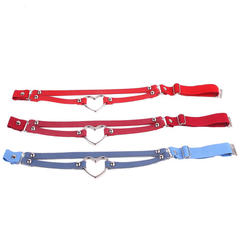 Japanese and Korean sexy mushroom nail leg chain leg cuff soft girl punk leather large peach heart leg ring social media star street style accessory